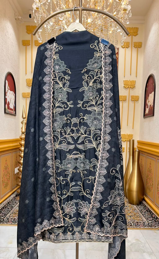 Sahira Zari Silk Suit (Black)