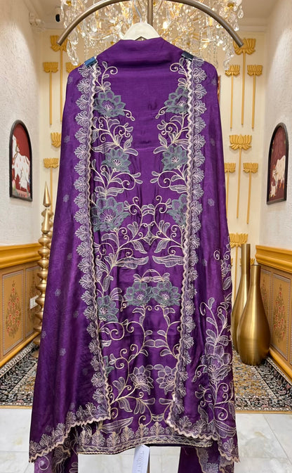 Sahira Zari Silk Suit (Purple)