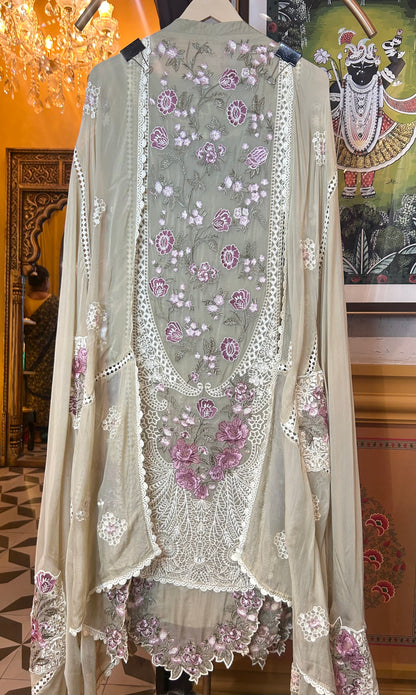 Zohira Organza Suit (Pista Green)