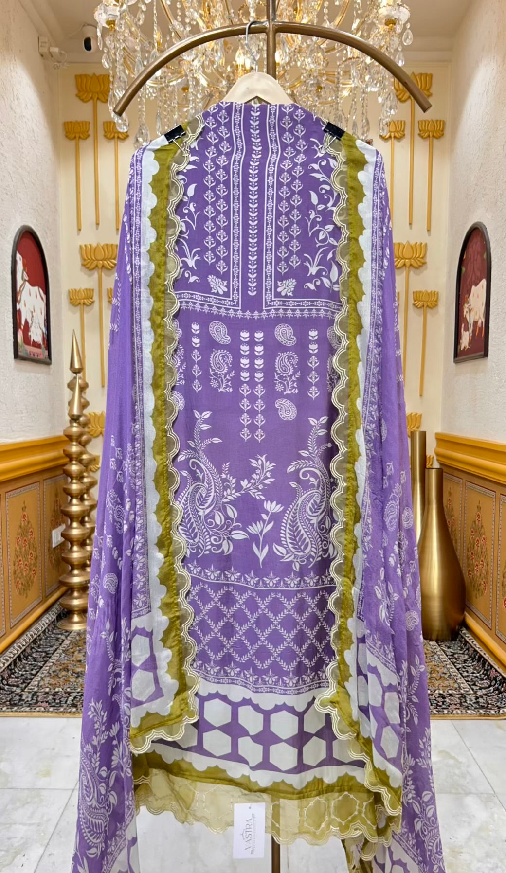 Aafiya Print Veil Suit (Light Purple)