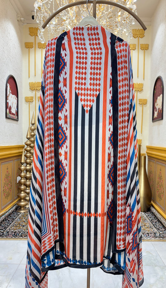 Elzara Printed Crepe Suit