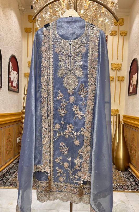 Zarmina Crystal Veil Suit (Blue)