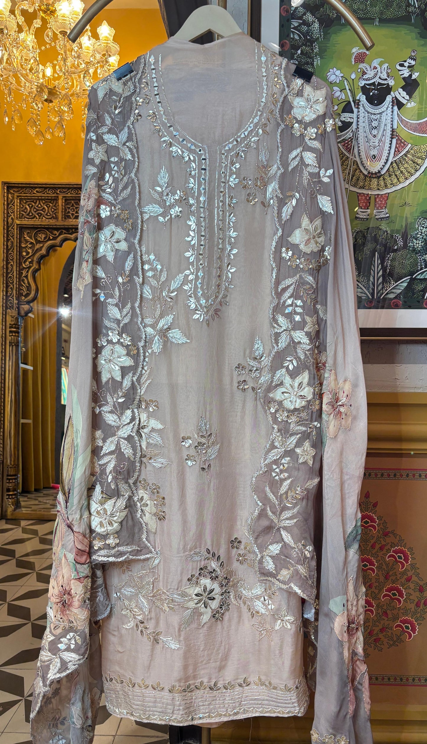 Keyaara Organza Suit (Beige)