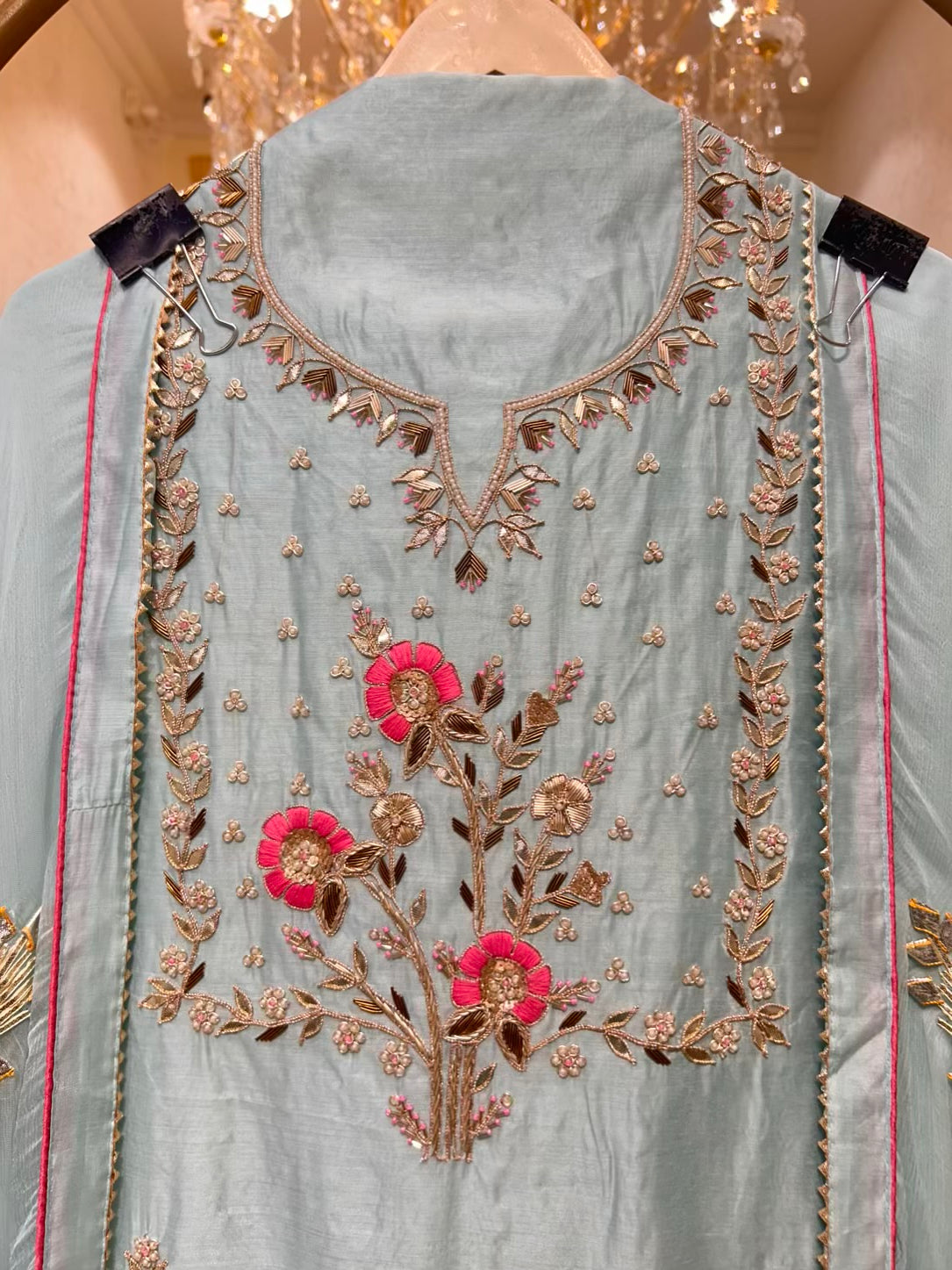 Ishara Gota Chanderi Suit (Powder Blue)