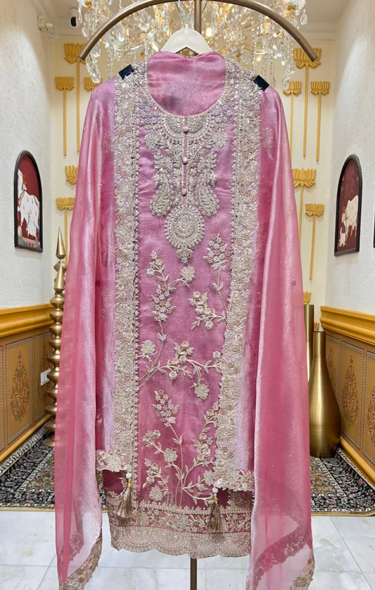 Zarmina Crystal Veil Suit (Pink)