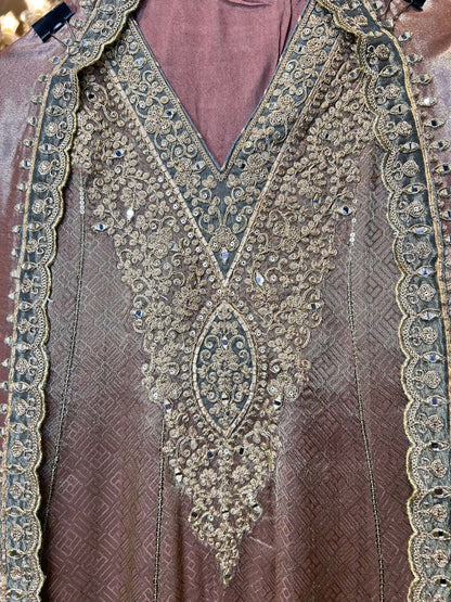 Ruh-e-Zar Anarkali Suit (Beige)