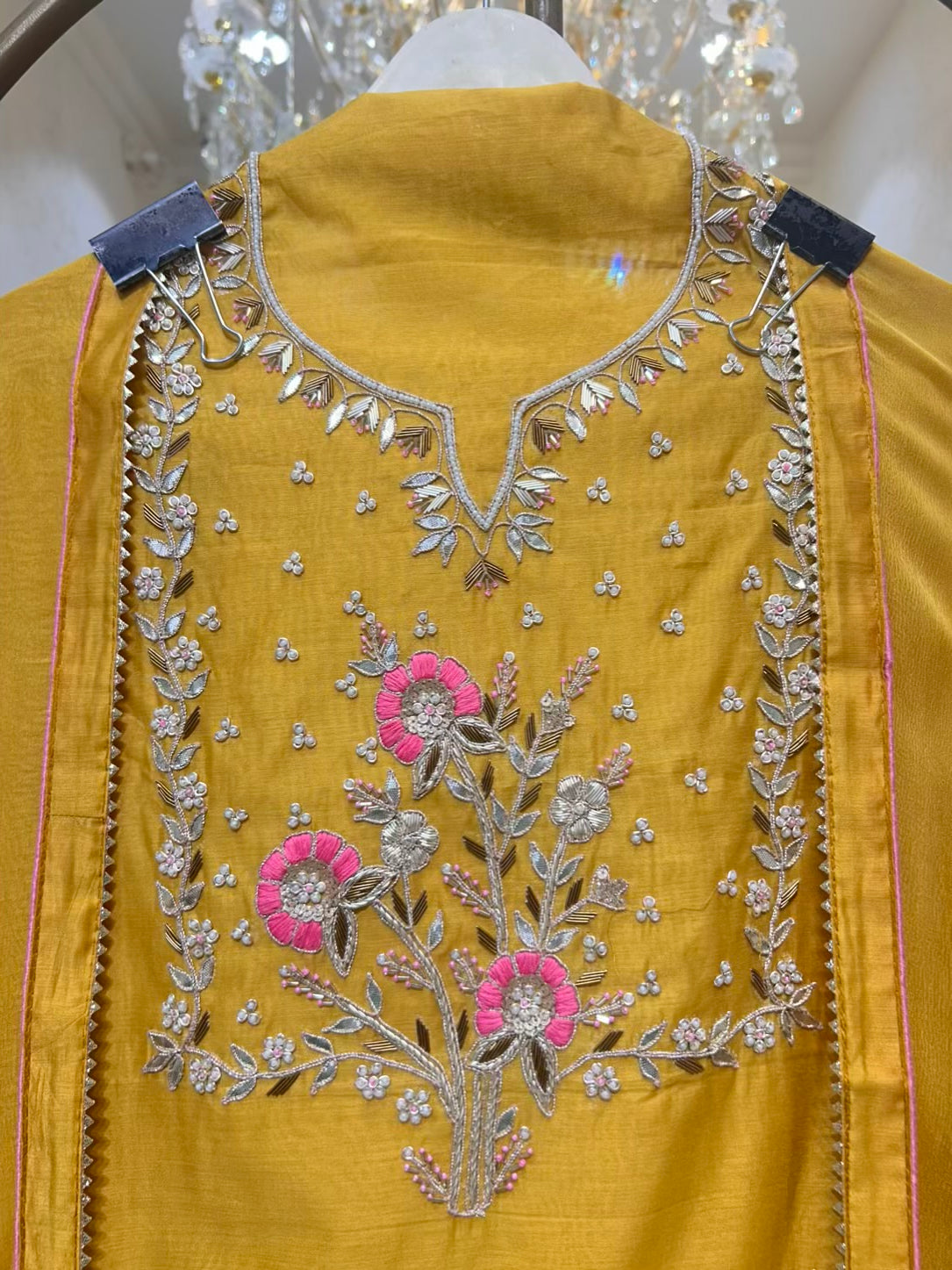 Ishara Gota Chanderi Suit (Mustard)