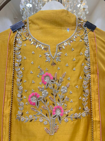 Ishara Gota Chanderi Suit (Mustard)