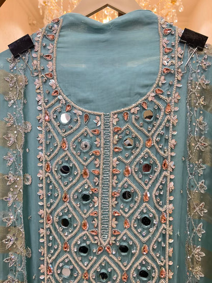 Husna Karigari Banarasi Suit (Blue)