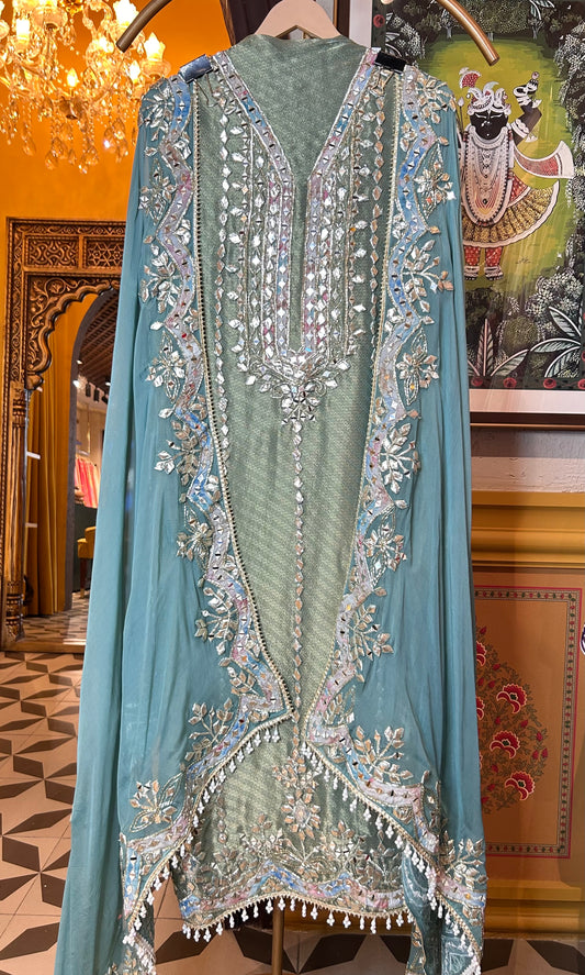 Ruvani Organza Suit (Green)