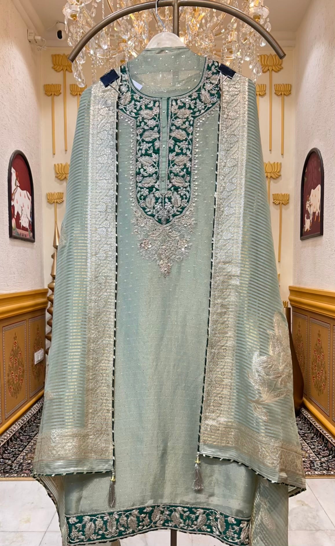 Rimaira Shimmer Banarasi Suit (Green)