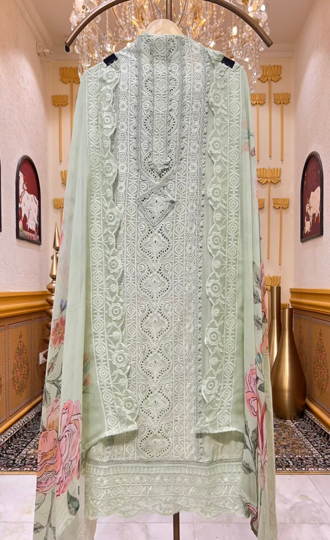 Aabira Lace Noor Suit (Green)