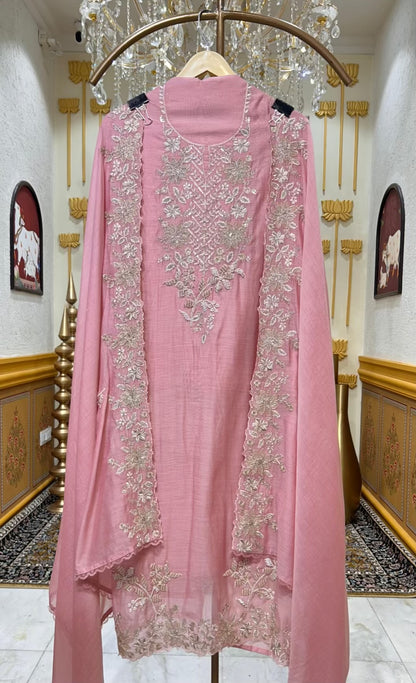 Aavira Mul Chanderi Suit (Pink)