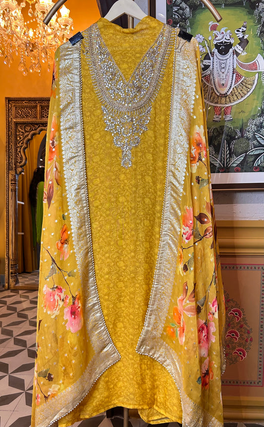 Reeva Organza Suit (Mustard)