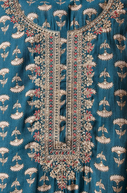 Inaya Muslin Printed Suit (Green)