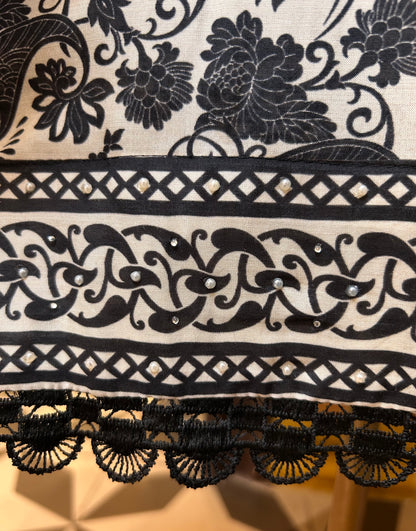 Amaira Muslin Handwork Suit (Black)