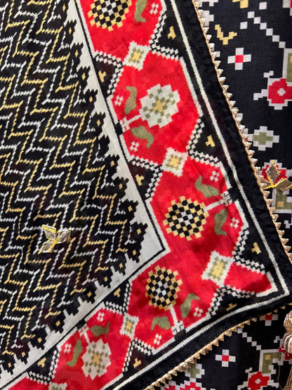 Zarisha Patola Silk Suit (Black)