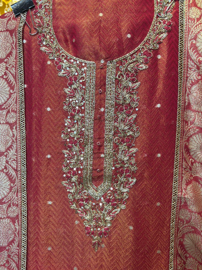 Parizaad Organza Suit (Red)