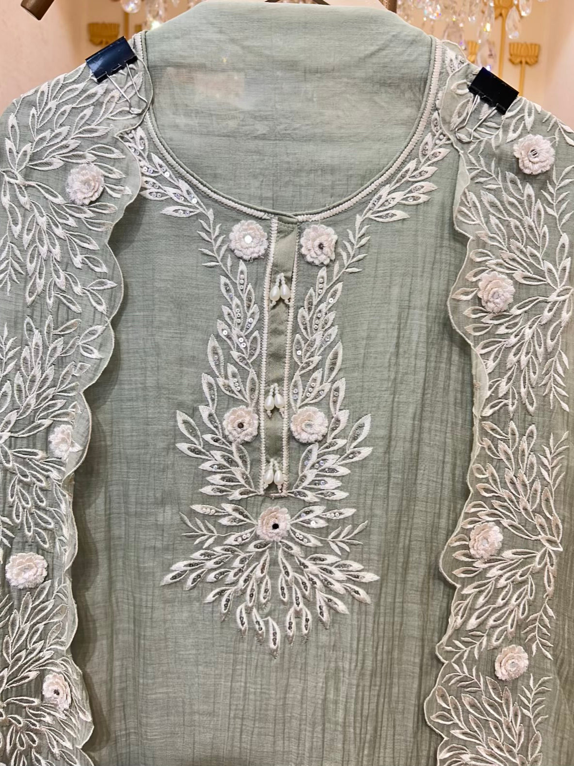 Nazira Resham Mul Suit (Pista Green)