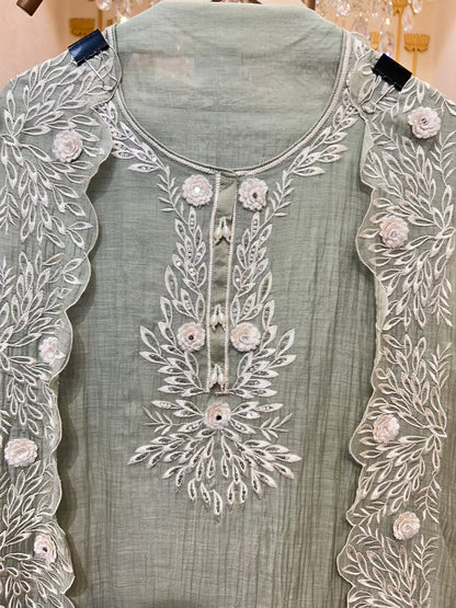 Nazira Resham Mul Suit (Pista Green)