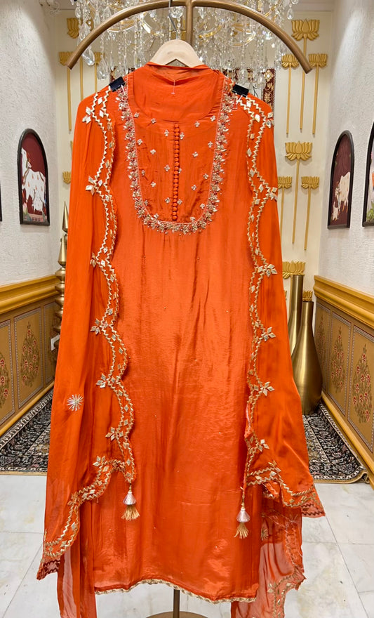 Elina Silk Organza Suit (Rust)