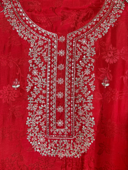 Sunehri Raah Banarasi Suit (Red)