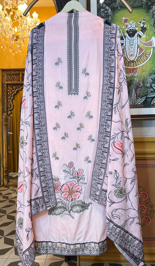 Karwaan Muslin Suit (Pink)