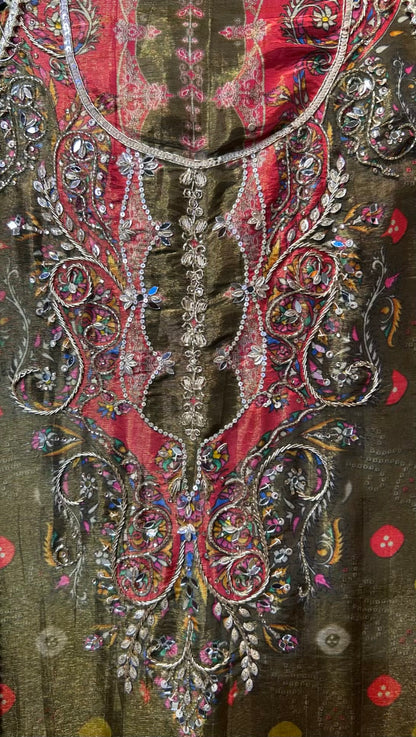 Nooré-Naz Organza Suit (Rust)