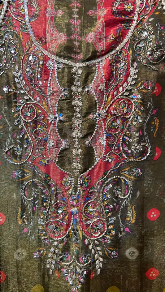Nooré-Naz Organza Suit (Rust)