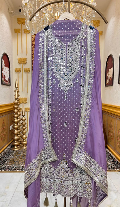 Arezya Aaina Leather Suit (Lavender)