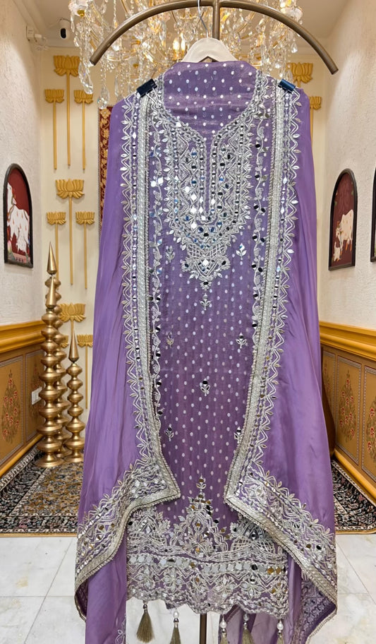 Arezya Aaina Leather Suit (Lavender)