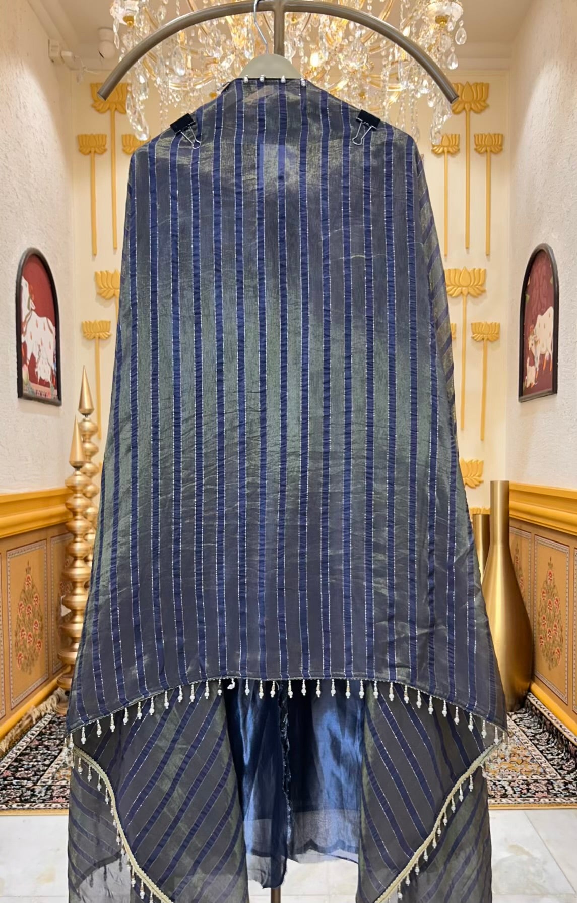 Sarveena Banarasi Glow Suit (Navy Blue)