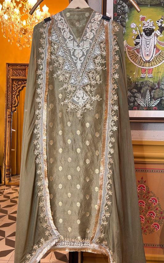 Zureen Tissue Organza Suit (Green)