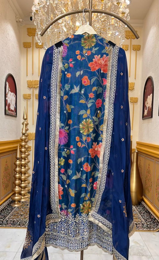 Mehnaz Ghera Élan Suit (Peacock Blue)