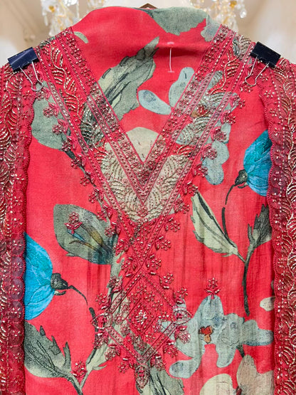 Nayra Muslin Bloom Suit (Red)