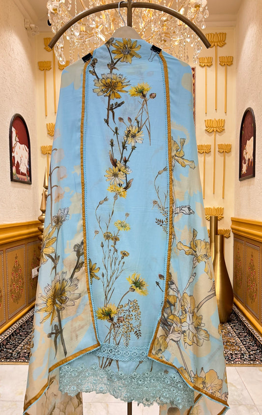 Iraaya Cotton Veil Suit (Blue)