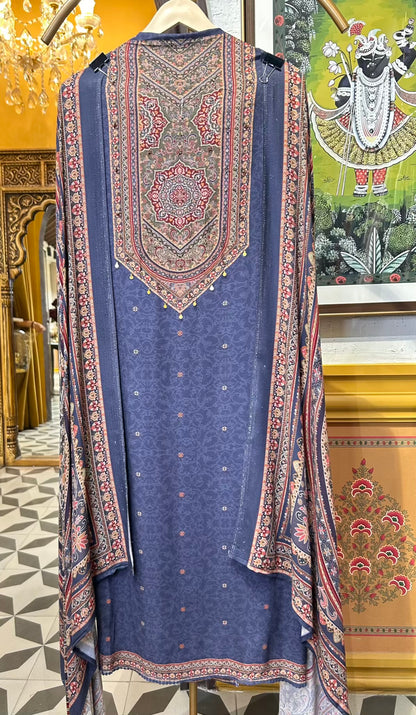 Siyana Pashmina Suit (Turquoise)