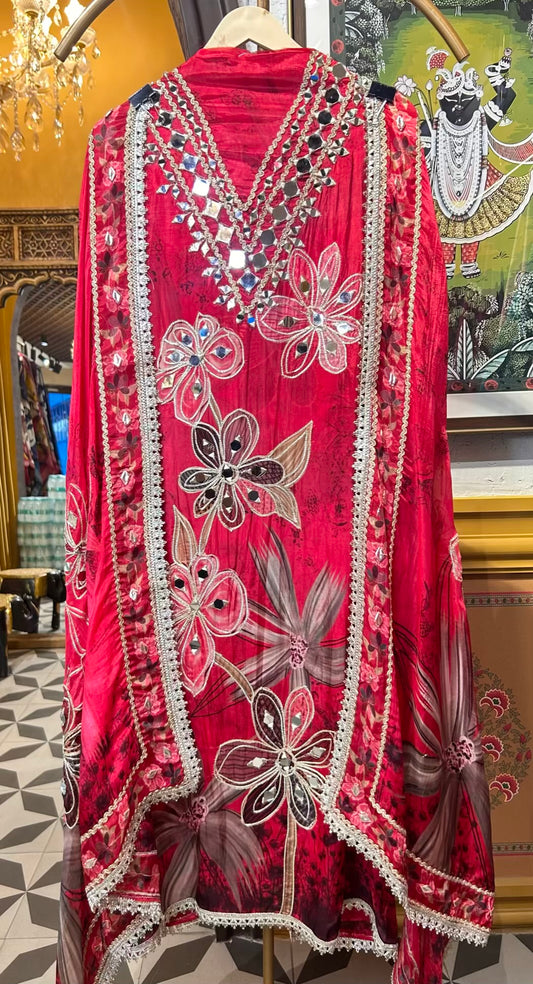 Falisha Organza Suit (Coral)