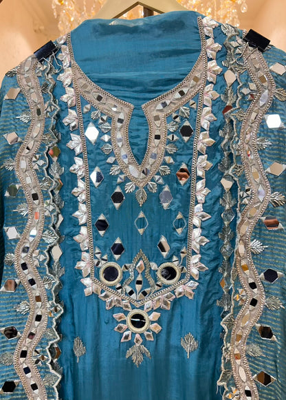 Zaraina Gota Mirror Suit (Peacock Blue)
