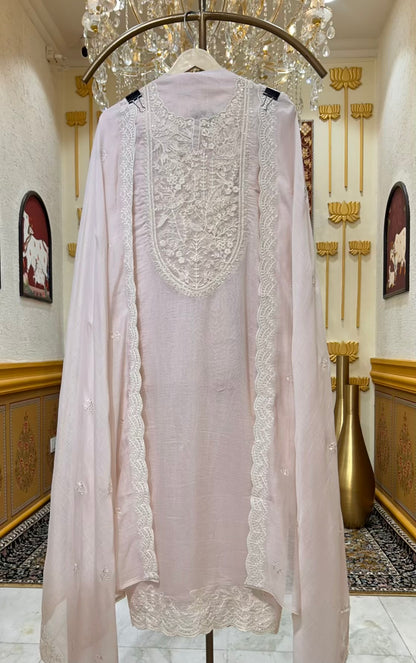 Ishara Mul Chanderi Suit (Light Pink)
