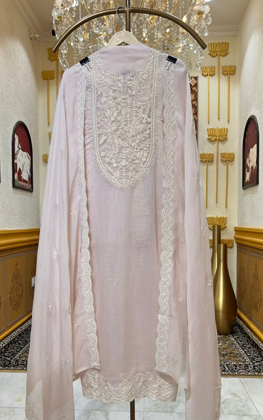 Ishara Mul Chanderi Suit (Light Pink)