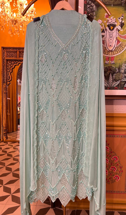 Mehrnaaz Organza Suit (Green)