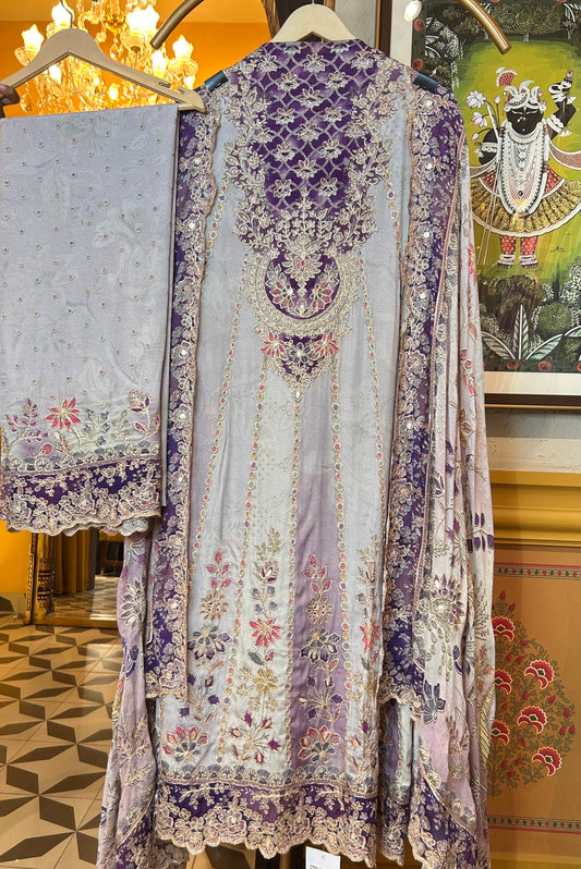 Sitara Crepe Suit (Purple)