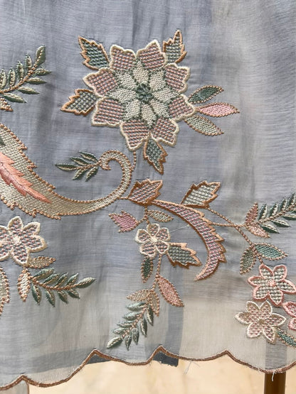 Husna Mul Embroidery Suit (Blue)
