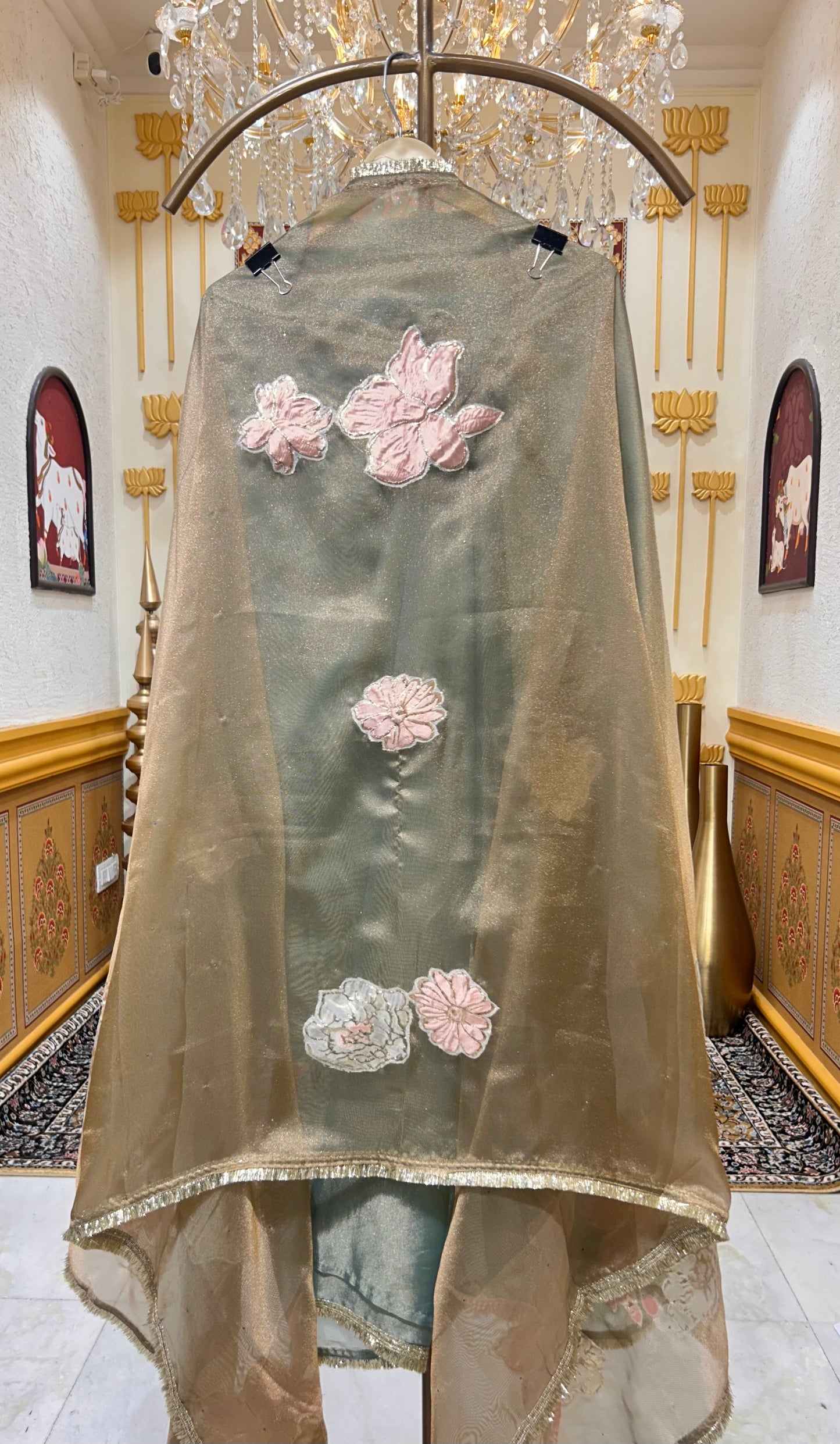 Satin Patra Kinari Suit (Sea Green)