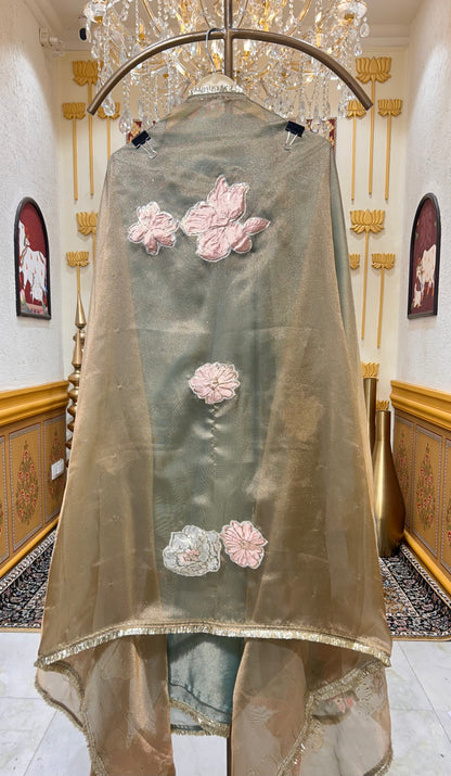 Satin Patra Kinari Suit (Sea Green)
