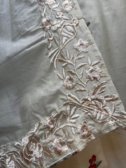 Nayra Resham Cotton Suit (Beige & Rust)