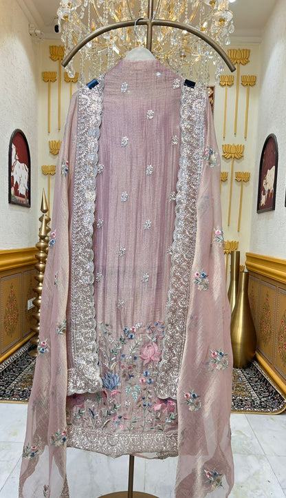 Zarisha Zari Loom Suit (Lavender)