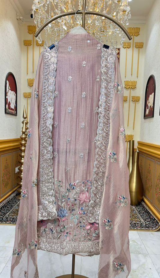 Zarisha Zari Loom Suit (Lavender)