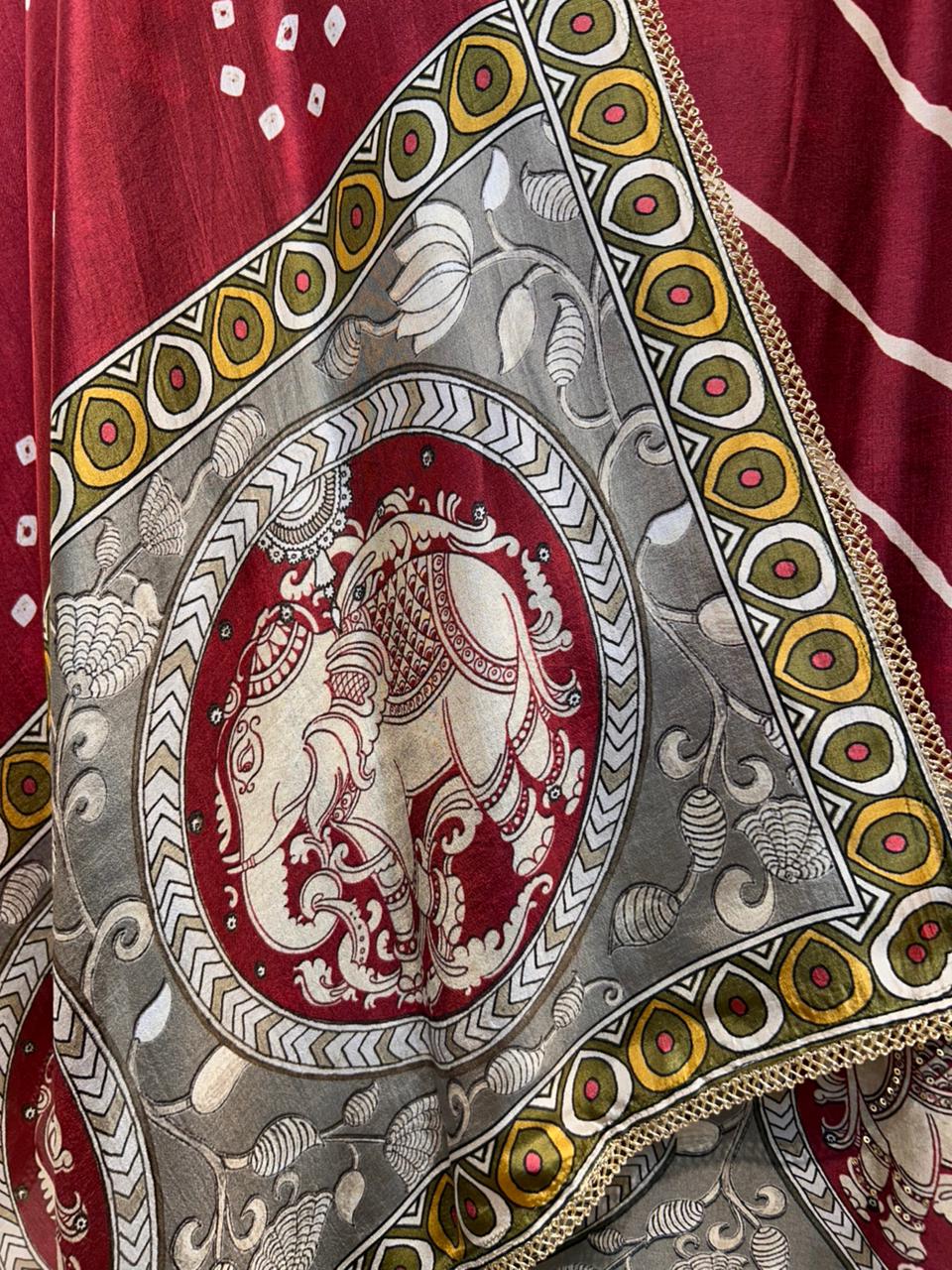 Mehrya Silk Print Élan Suit (Wine)